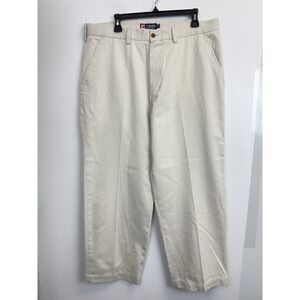 Chaps Ralph Lauren Mens 38X30 Khaki Beige Wrinkle Free Twill Pants Preppy Cotton